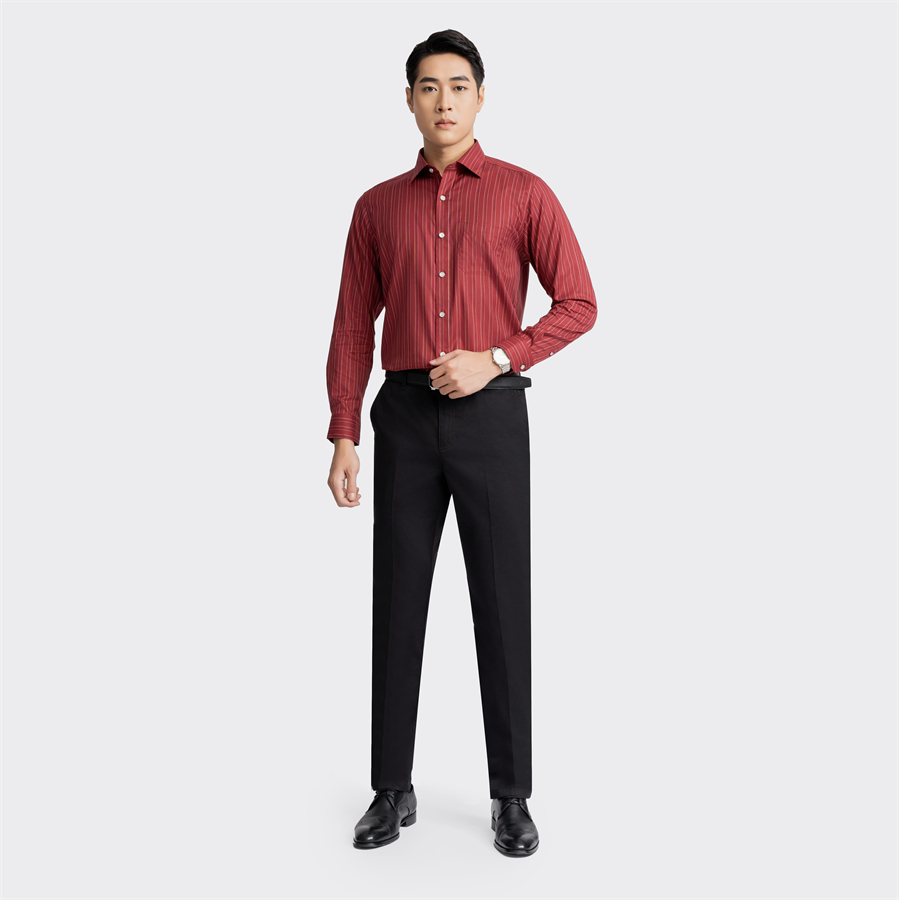 Áo sơ mi dài tay Aristino Business dáng Regular Fit 1LS0650Z màu Đỏ kẻ sọc dọc