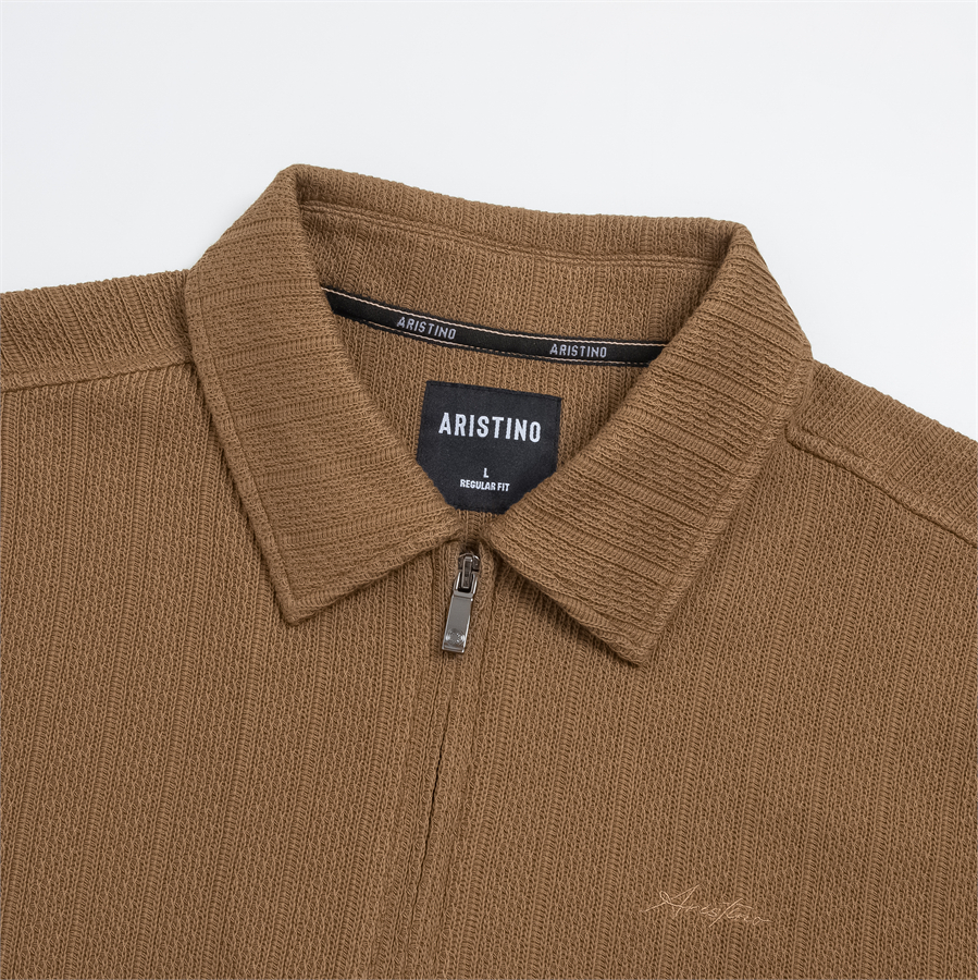 Áo Half zip Aristino AHZ001BZ màu Nâu 78 Jacquard họa tiết