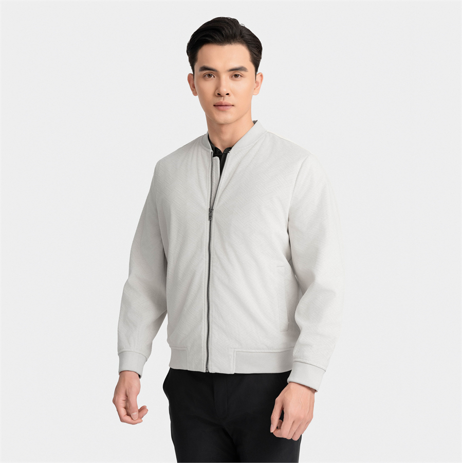 Áo khoác 2 lớp cổ áo bomber Aristino mặt vải dệt jacquard họa tiết AJK025BZ