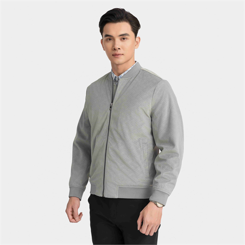 Áo khoác 2 lớp cổ áo bomber Aristino mặt vải dệt jacquard họa tiết AJK025BZ