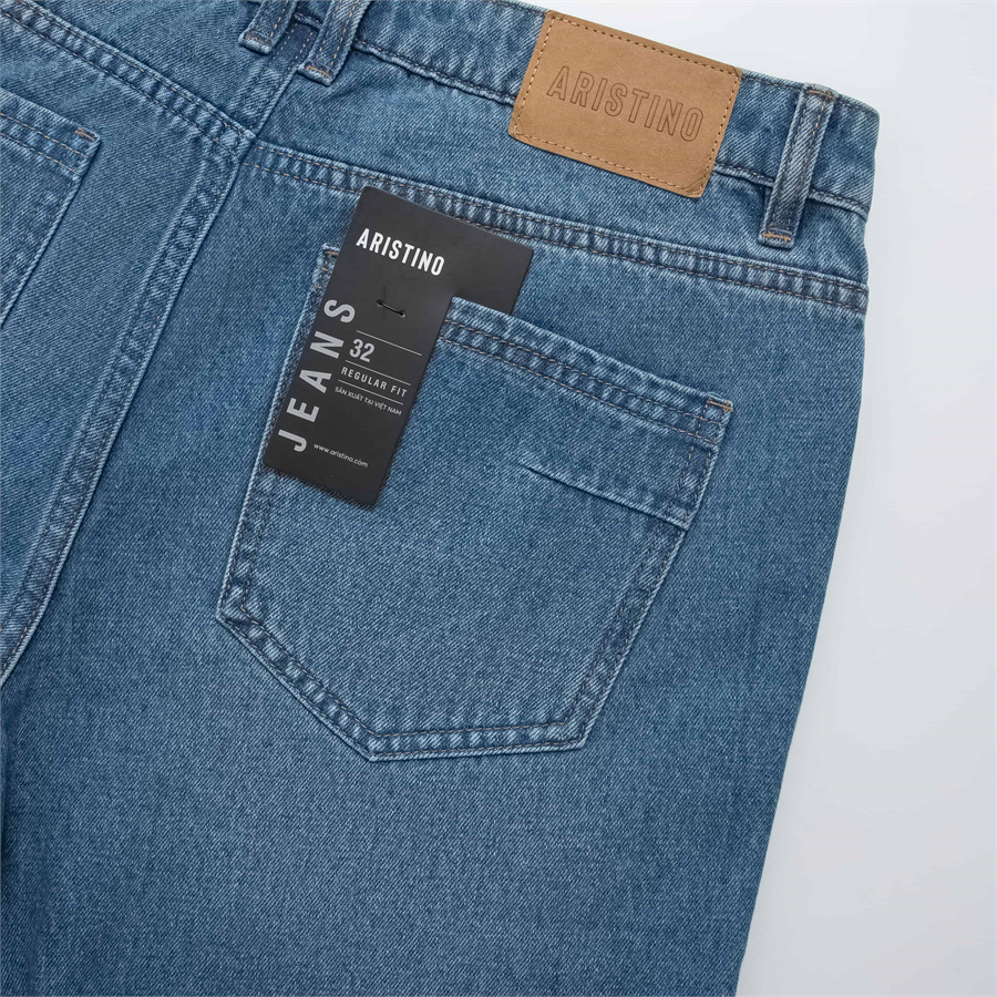 Quần jeans Aristino dáng Regular Fit hiệu ứng giặt mài jeans AJN0170Z