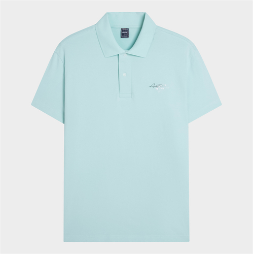 Áo polo nam cotton dáng suông màu xanh aqua Aristino APSM03AZ-BST Mini Hoa Biển